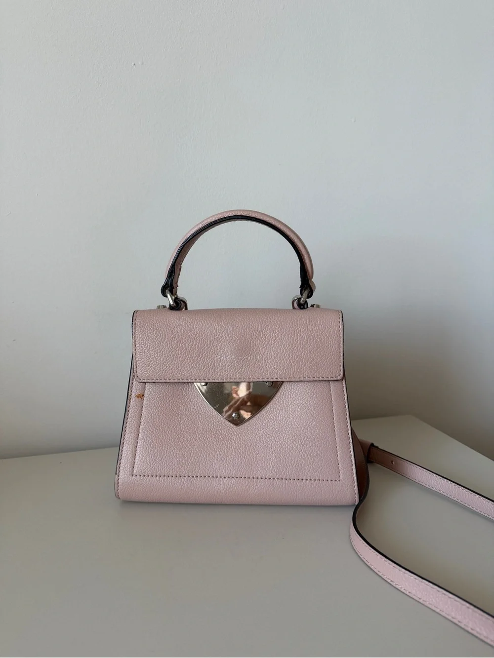 Coccinelle Pink Leather Crossbody Top Handle Bag